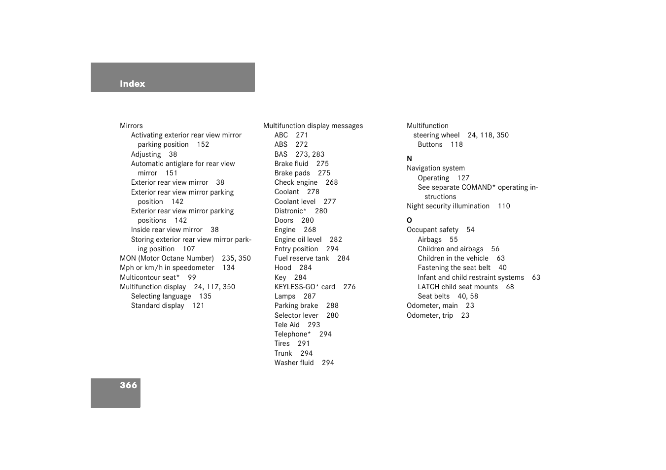 Mercedes-Benz 2003 CL 500 User Manual | Page 366 / 384