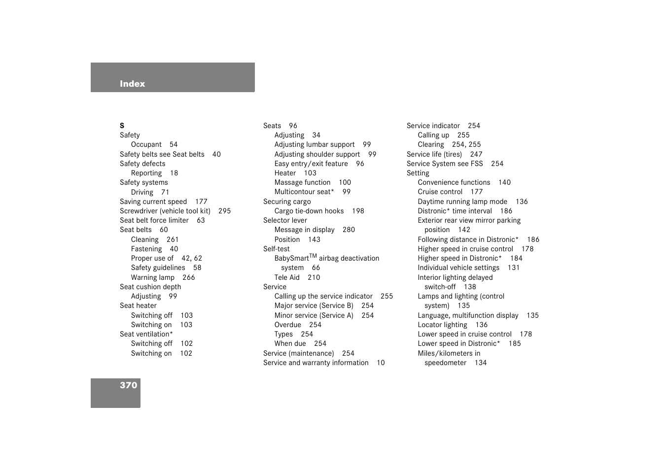 Mercedes-Benz 2003 CL 500 User Manual | Page 370 / 384