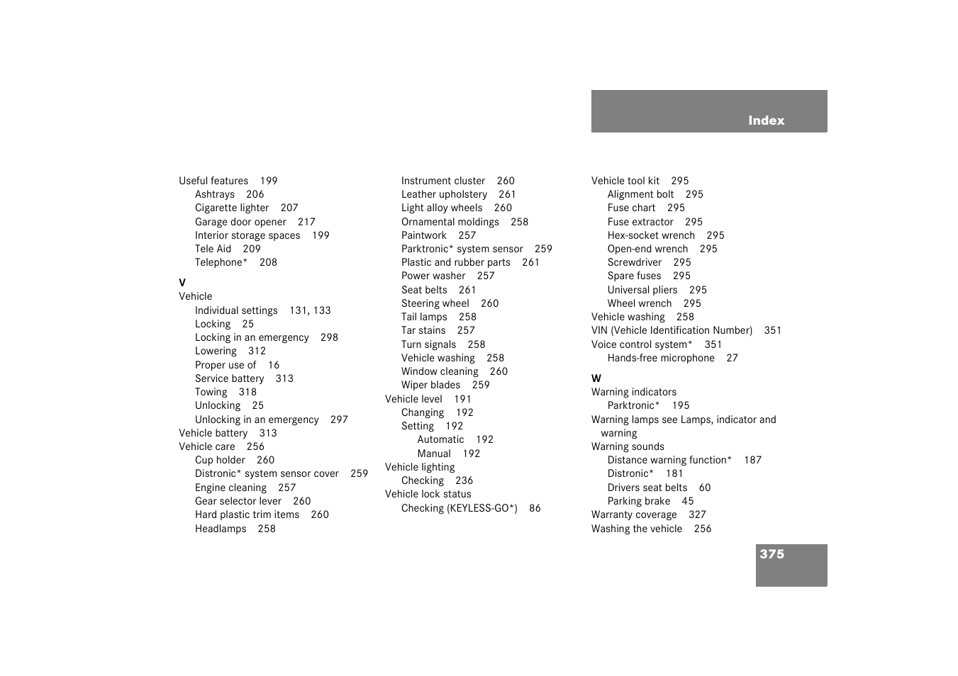 Mercedes-Benz 2003 CL 500 User Manual | Page 375 / 384