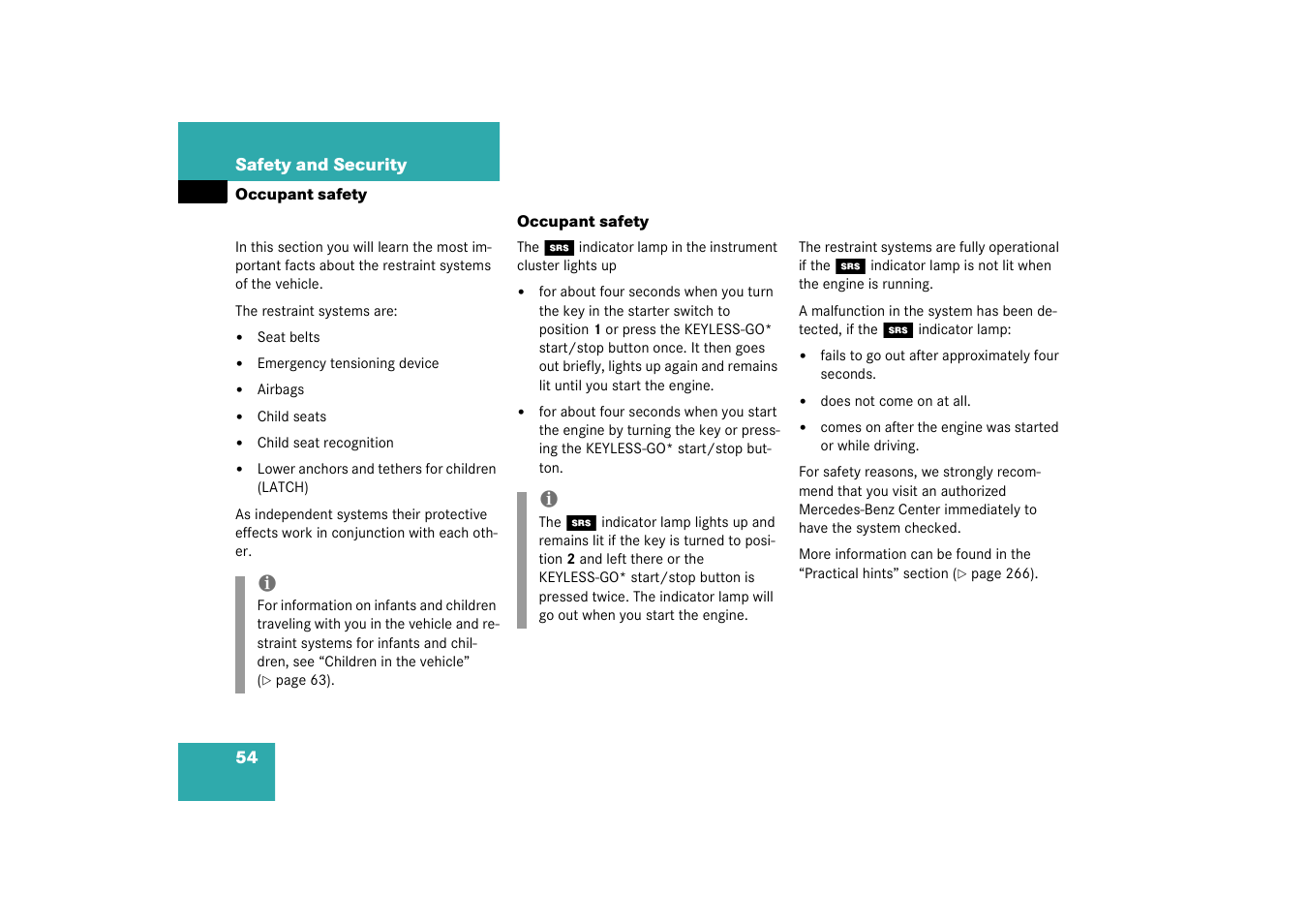Occupant safety;safety:occupant, Occupant safety | Mercedes-Benz 2003 CL 500 User Manual | Page 54 / 384