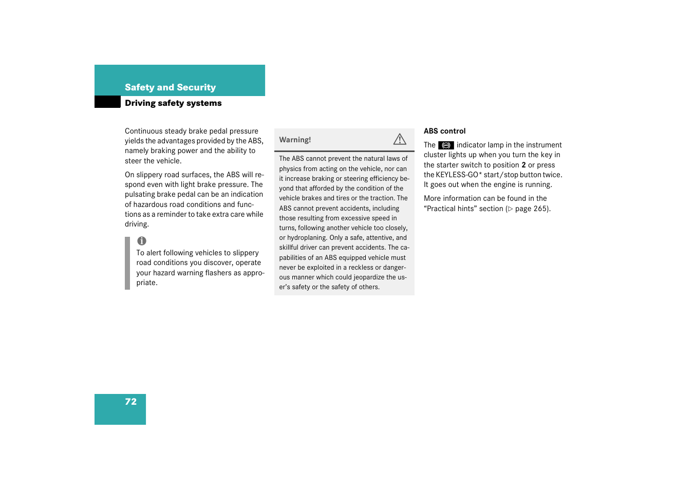 Mercedes-Benz 2003 CL 500 User Manual | Page 72 / 384