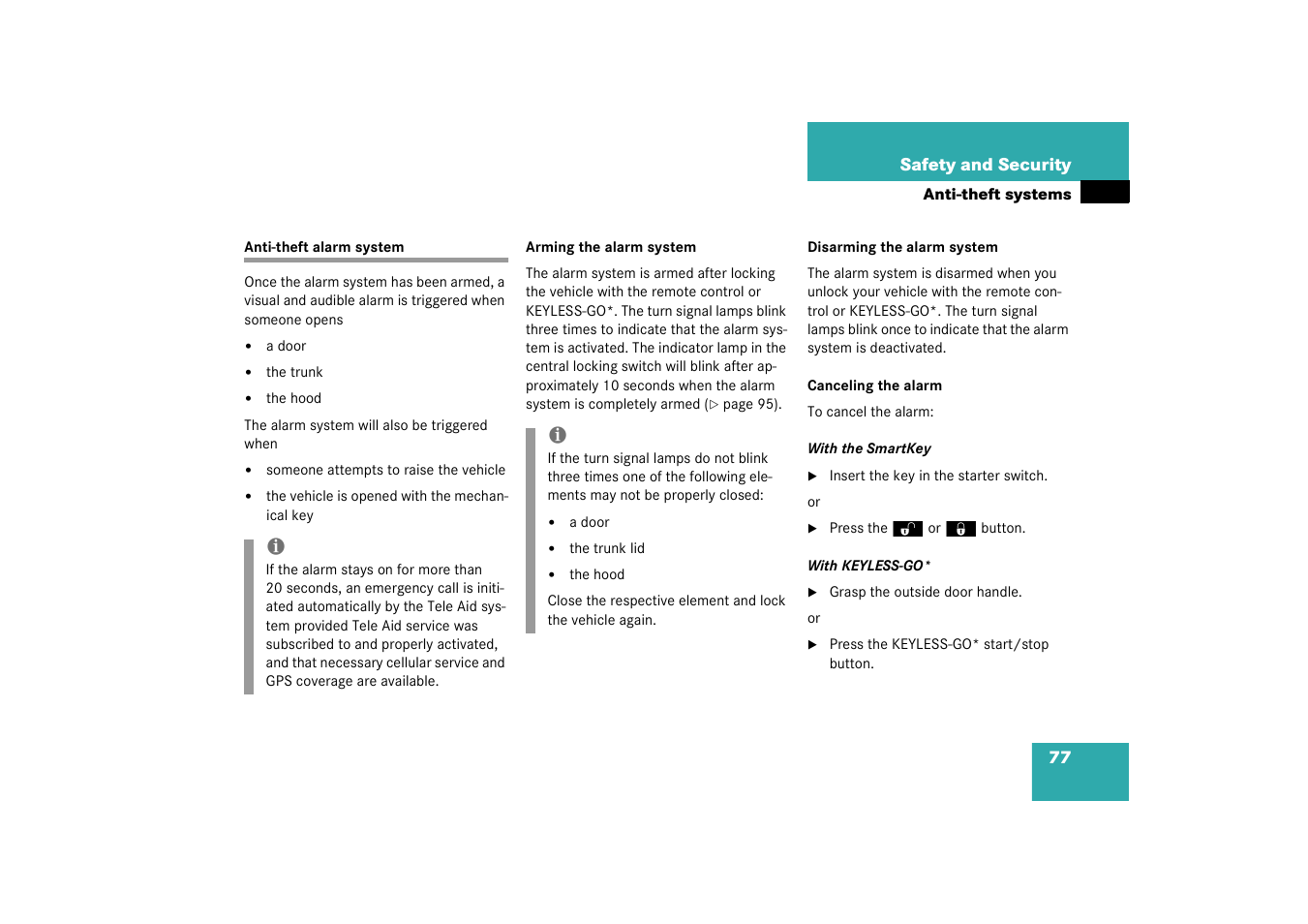 Anti-theft alarm system | Mercedes-Benz 2003 CL 500 User Manual | Page 77 / 384