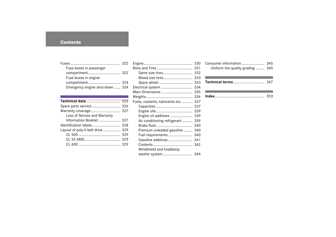 Mercedes-Benz 2003 CL 500 User Manual | Page 8 / 384