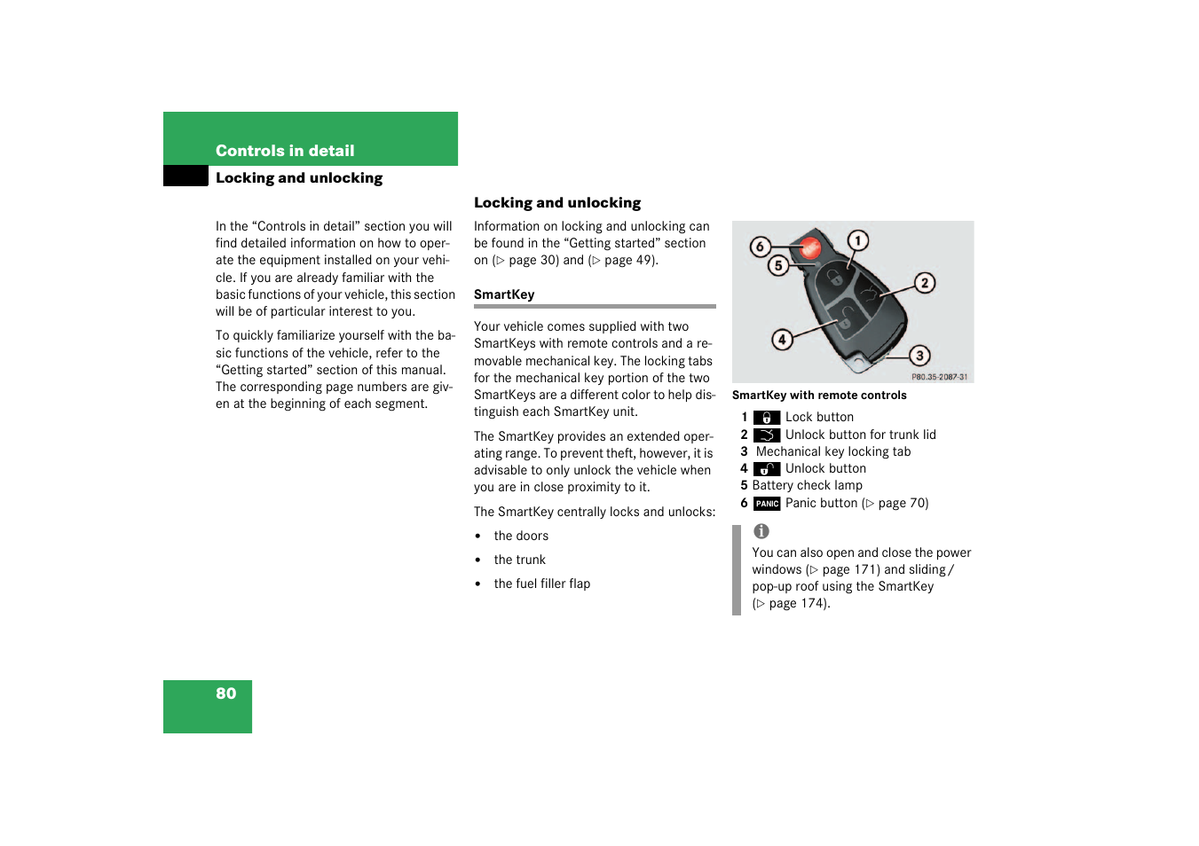 Locking;unlocking;smartkey:locking and unlocking, Keys, Locking and unlocking | Smartkey | Mercedes-Benz 2003 CL 500 User Manual | Page 80 / 384