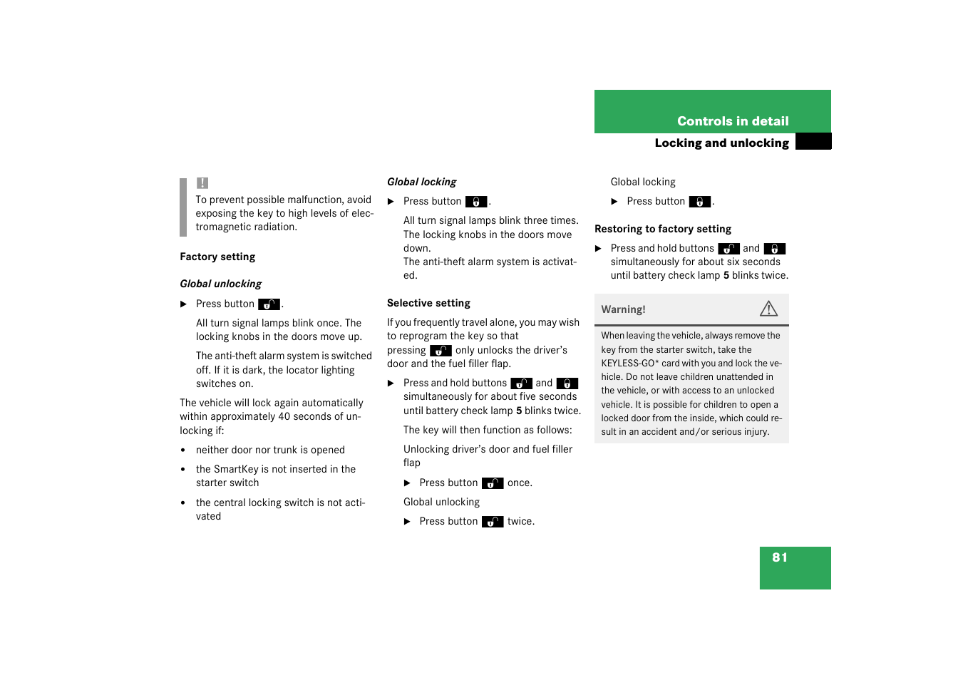 Mercedes-Benz 2003 CL 500 User Manual | Page 81 / 384
