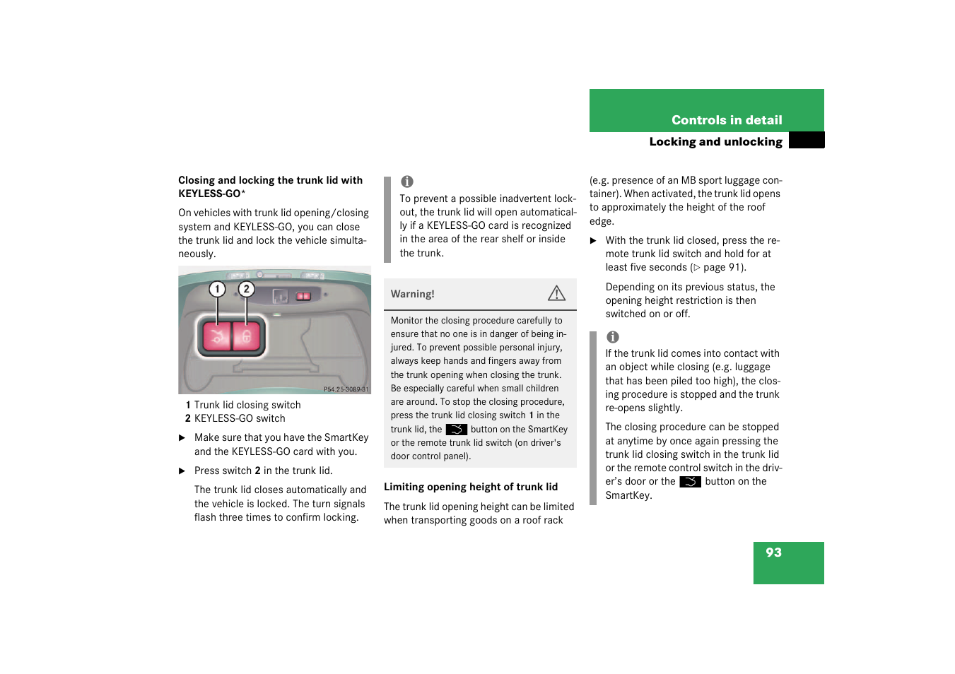 Mercedes-Benz 2003 CL 500 User Manual | Page 93 / 384