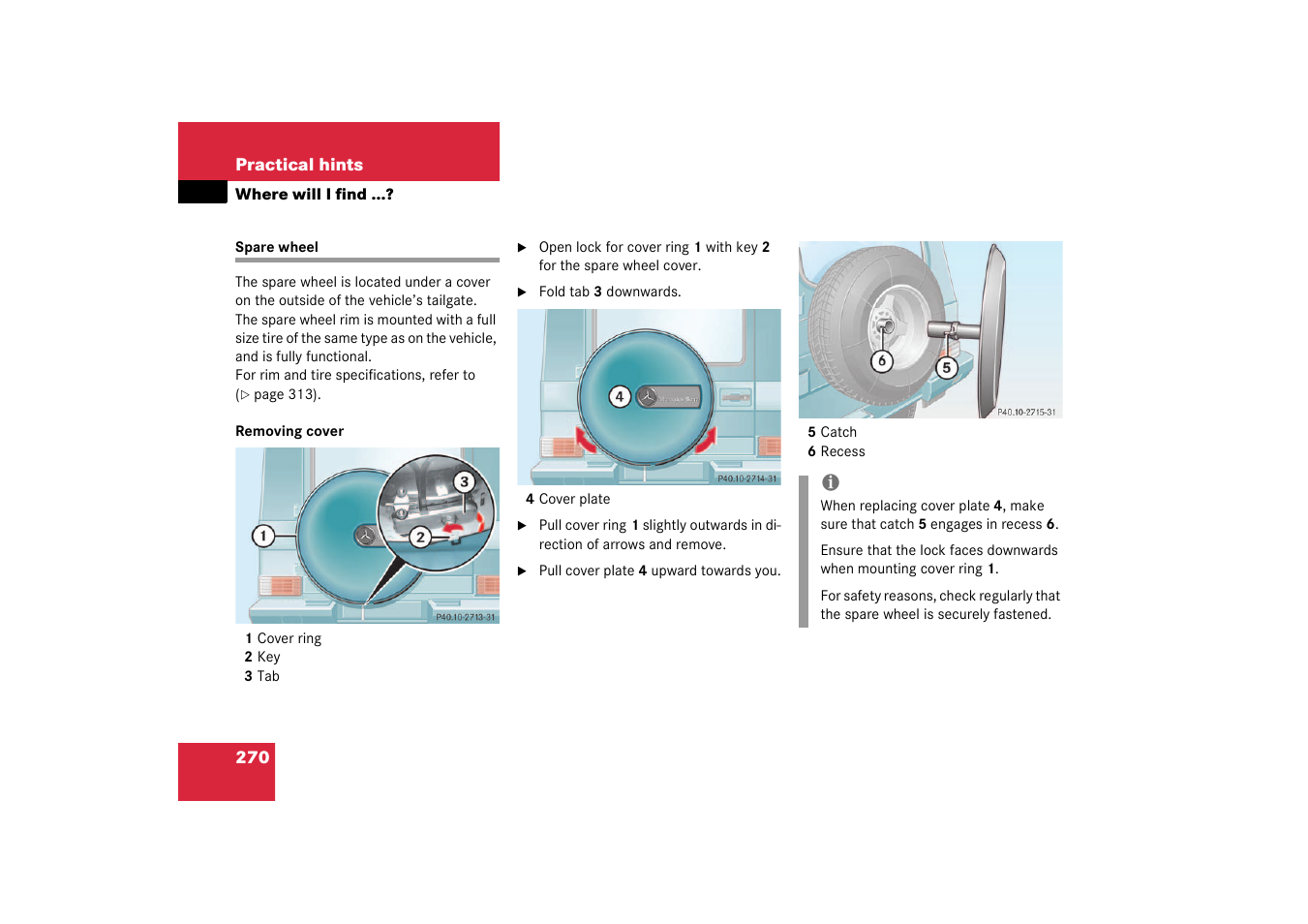 Spare wheel | Mercedes-Benz 2003 G 55 AMG User Manual | Page 270 / 360