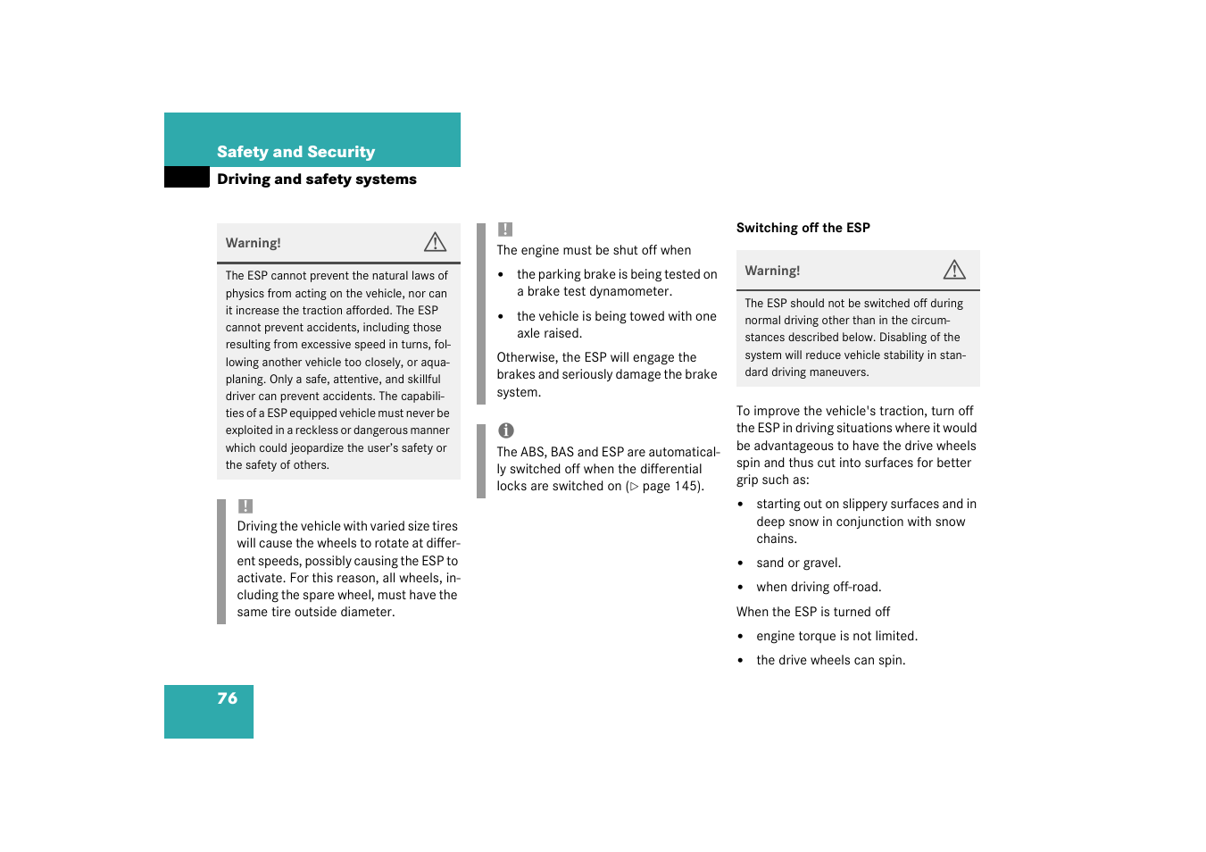 Mercedes-Benz 2003 G 55 AMG User Manual | Page 76 / 360