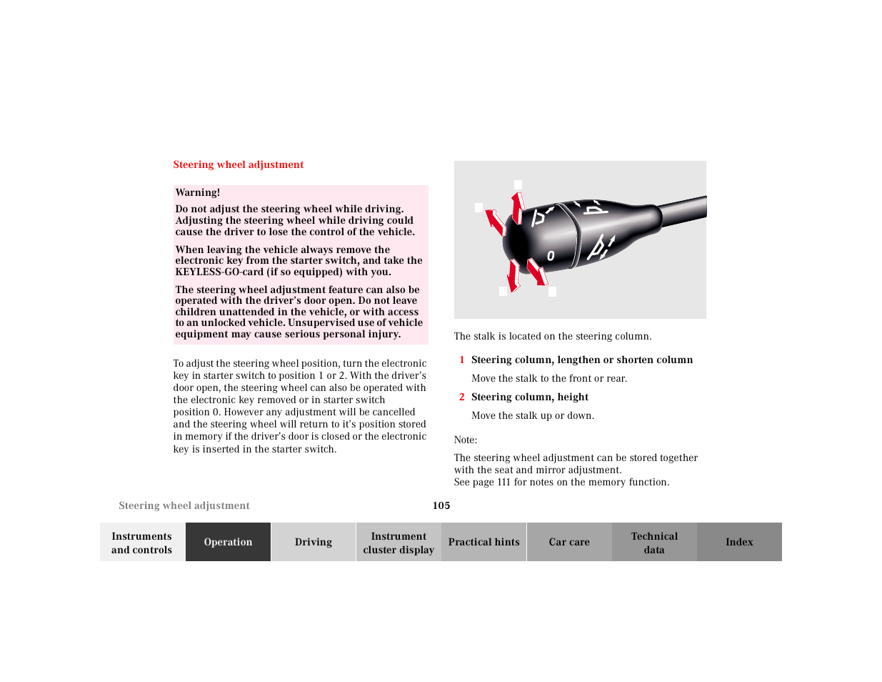 Mercedes-Benz 2000 CL 500 User Manual | Page 108 / 424