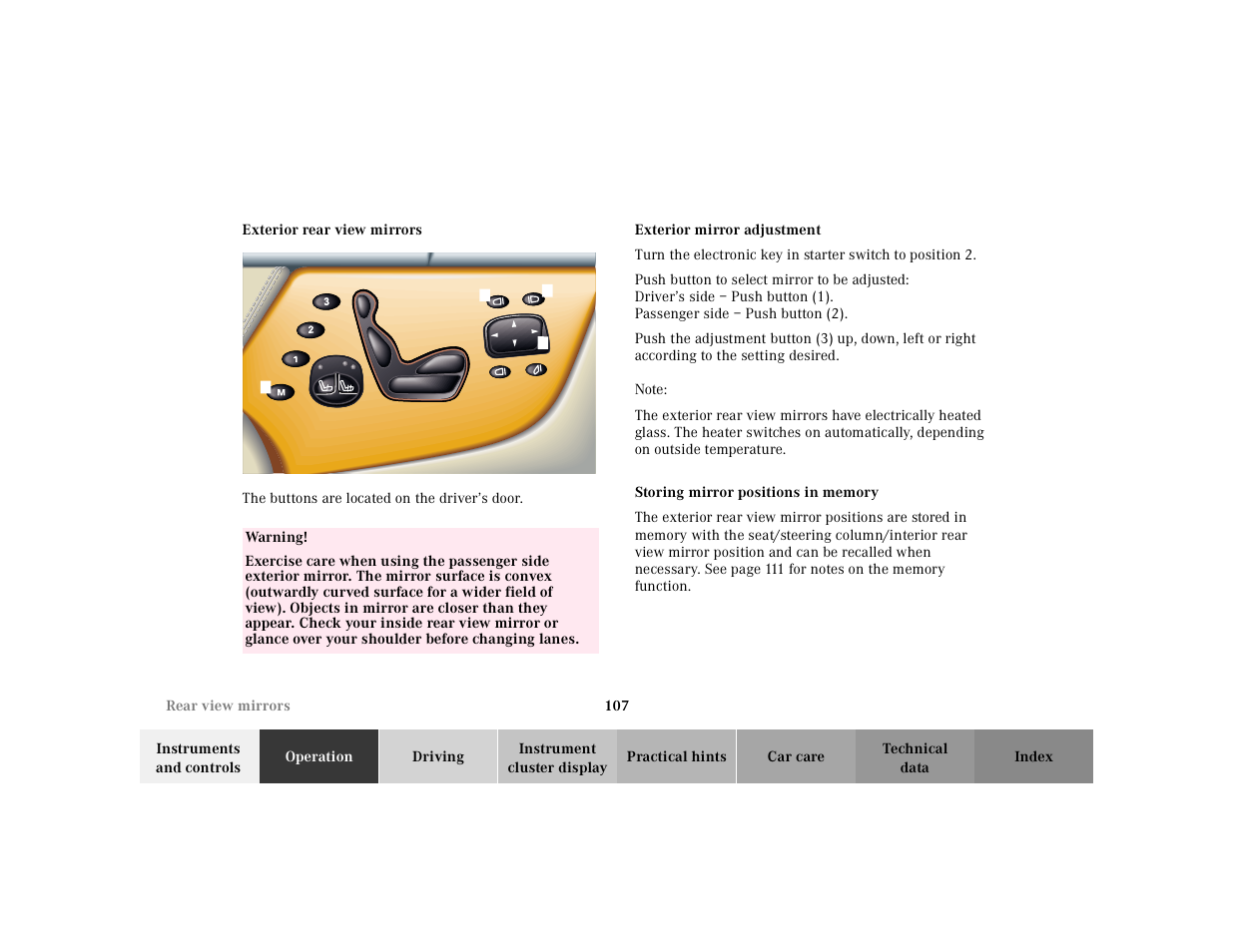 Mercedes-Benz 2000 CL 500 User Manual | Page 110 / 424