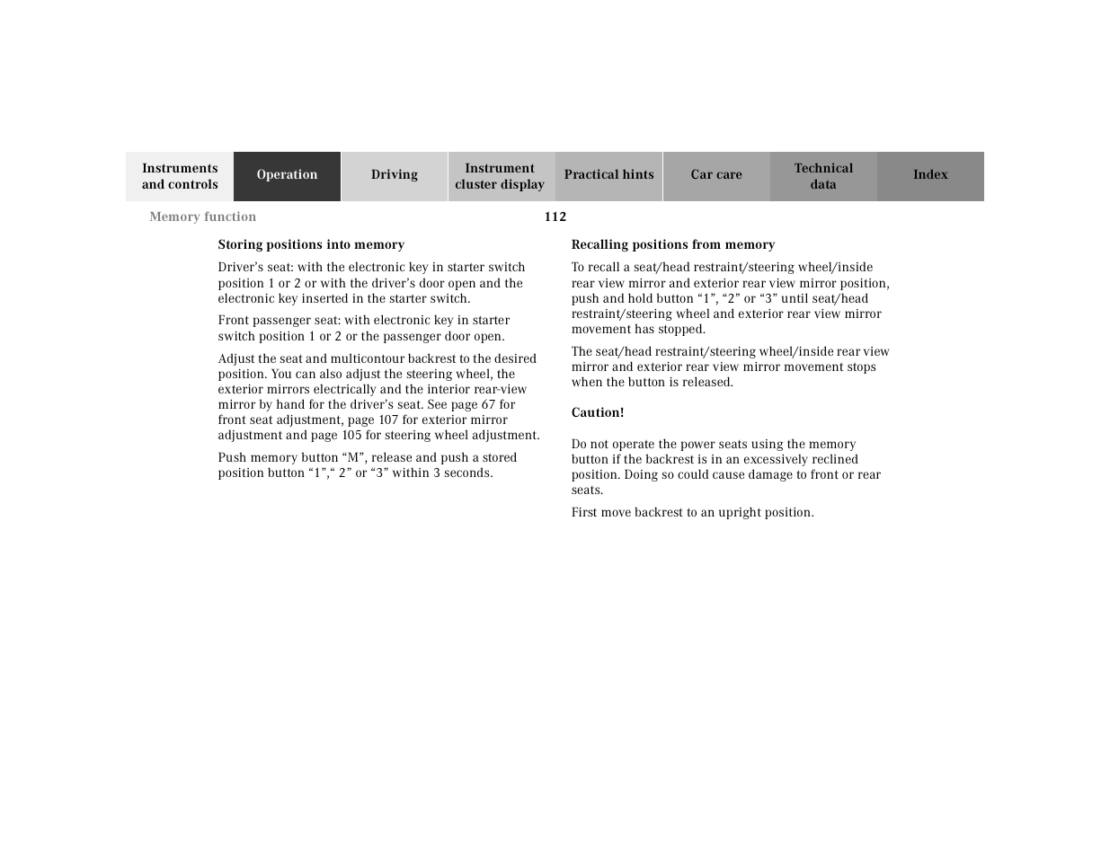 Mercedes-Benz 2000 CL 500 User Manual | Page 115 / 424