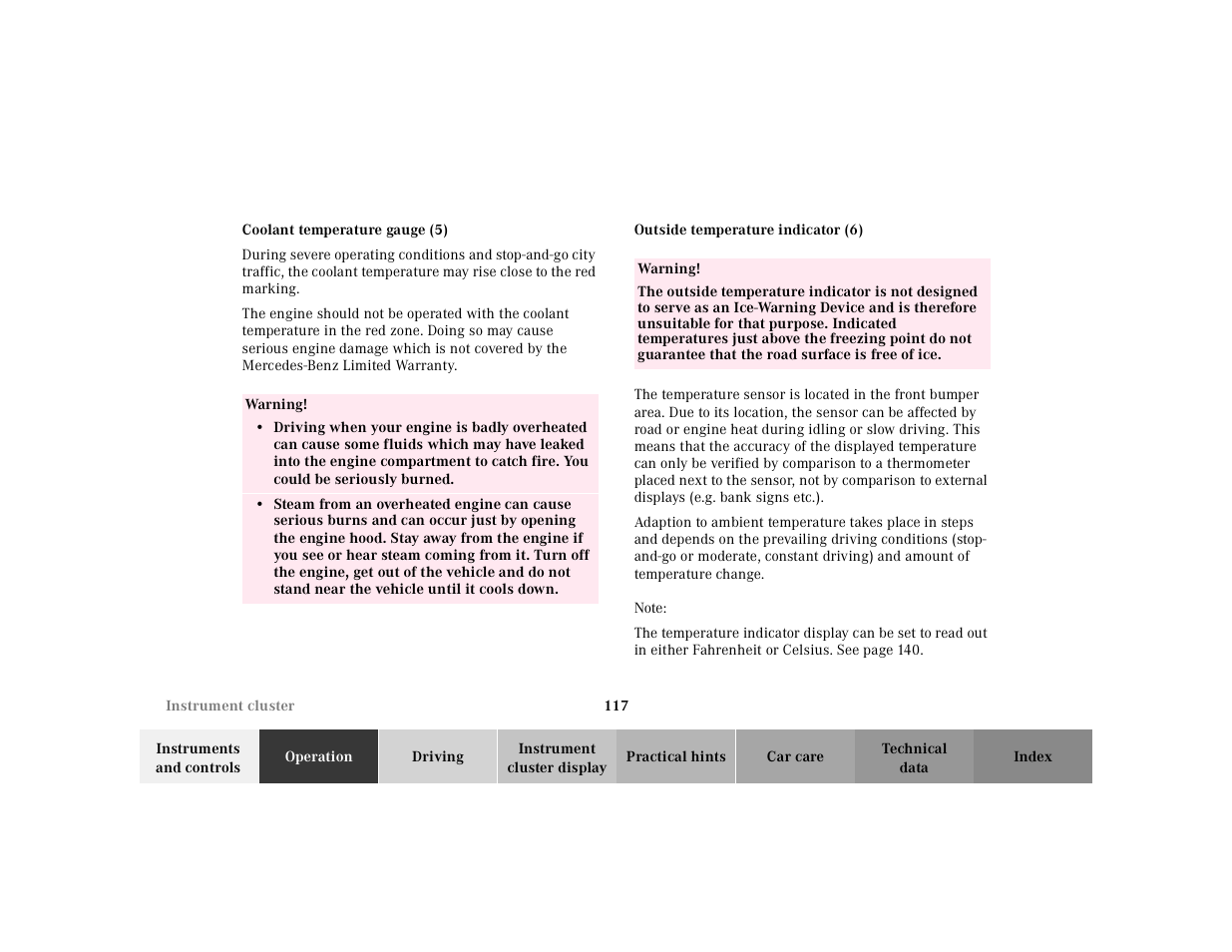 Mercedes-Benz 2000 CL 500 User Manual | Page 120 / 424