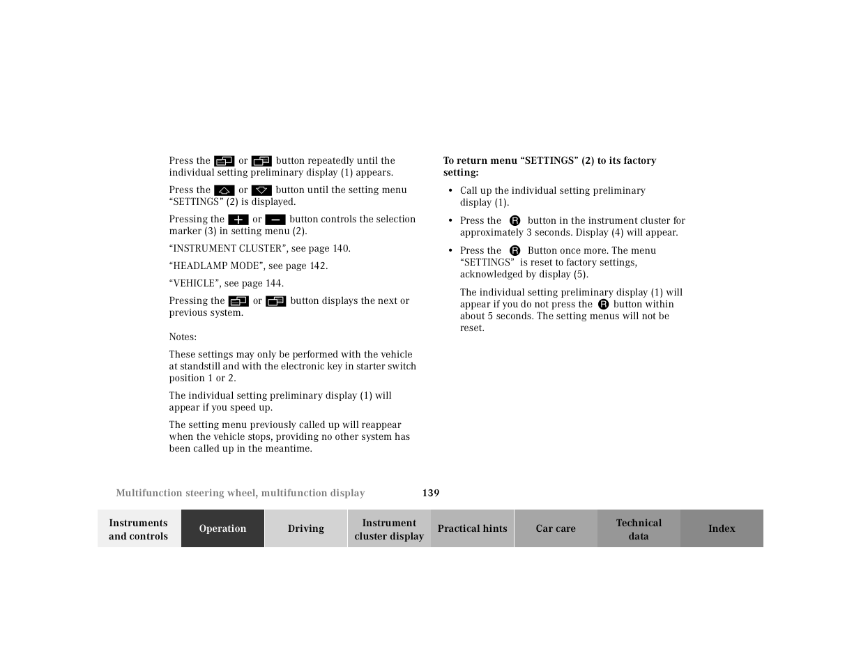 Mercedes-Benz 2000 CL 500 User Manual | Page 142 / 424