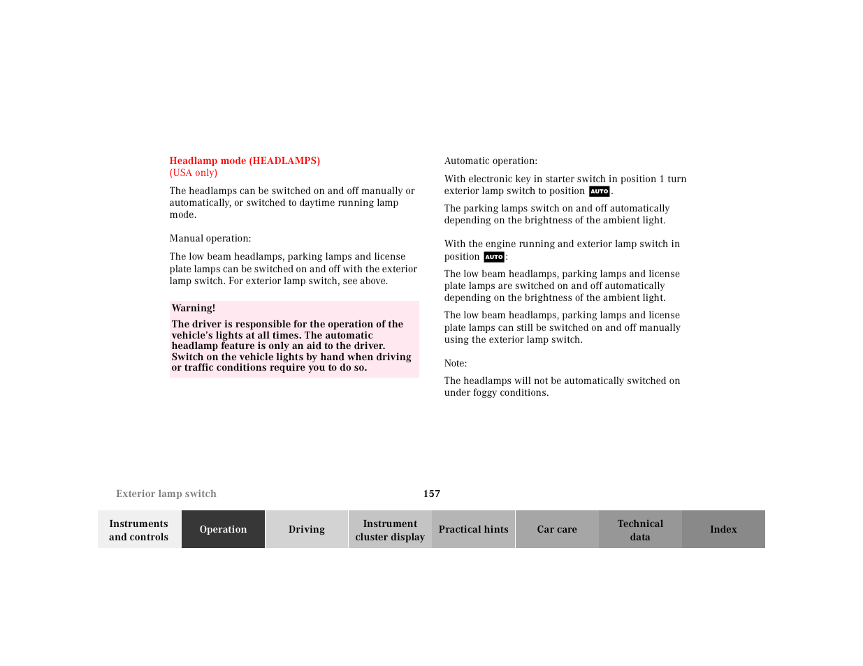 Mercedes-Benz 2000 CL 500 User Manual | Page 160 / 424