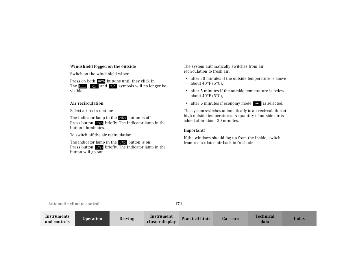 Mercedes-Benz 2000 CL 500 User Manual | Page 174 / 424