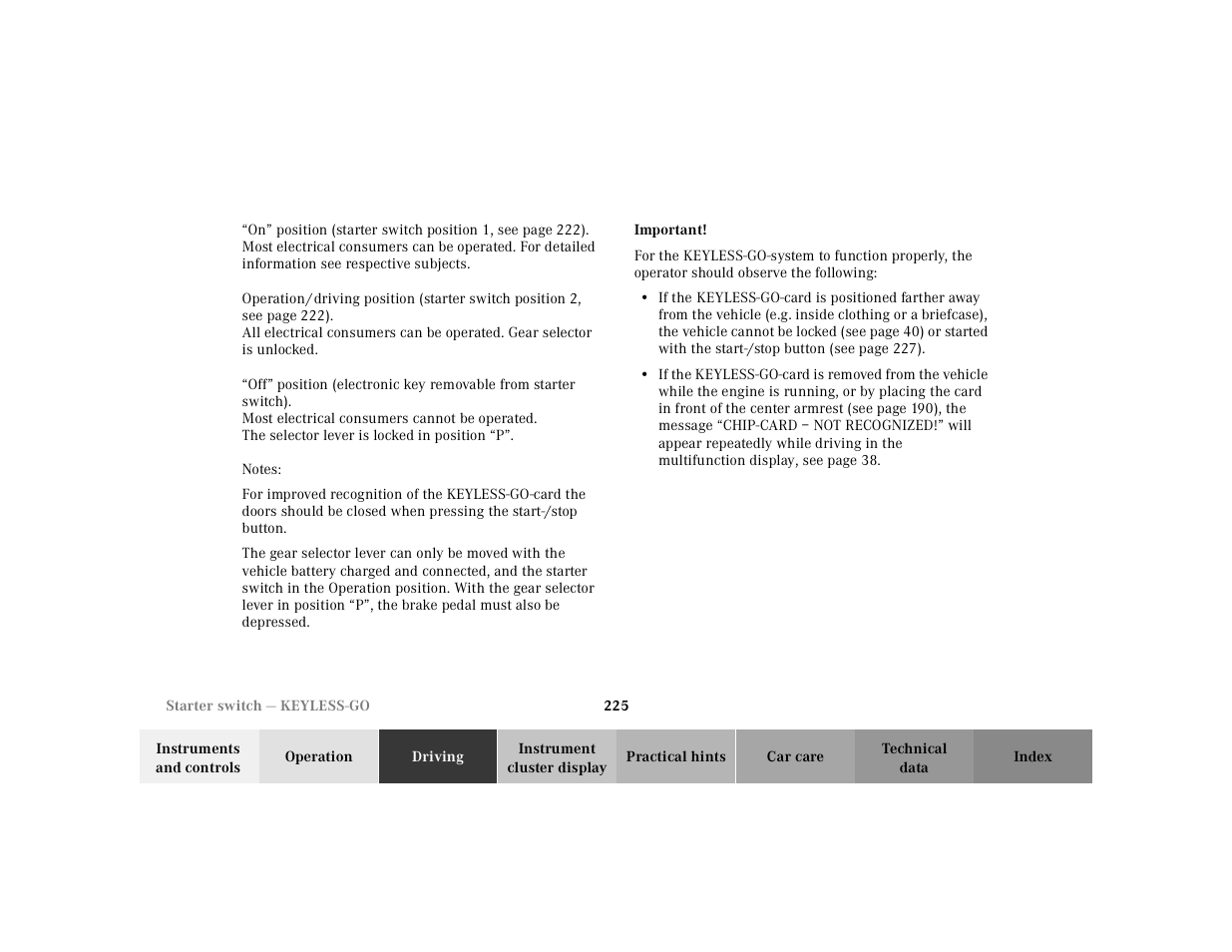 Mercedes-Benz 2000 CL 500 User Manual | Page 230 / 424