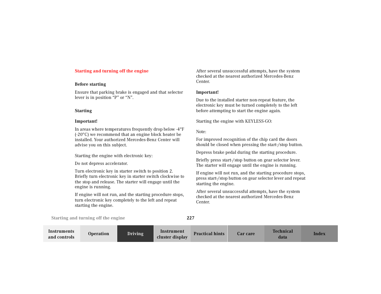 Mercedes-Benz 2000 CL 500 User Manual | Page 232 / 424