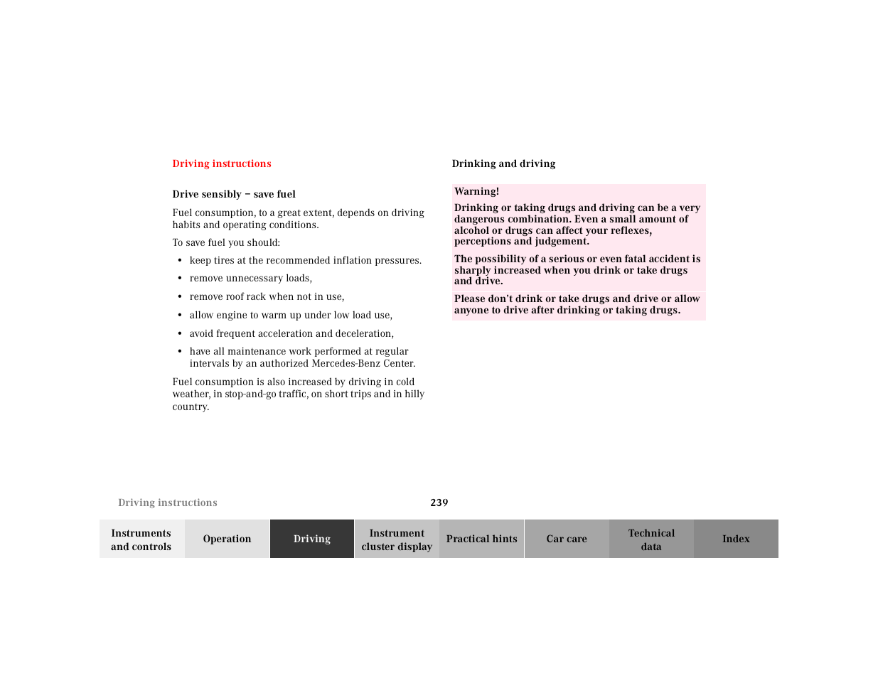 Mercedes-Benz 2000 CL 500 User Manual | Page 244 / 424