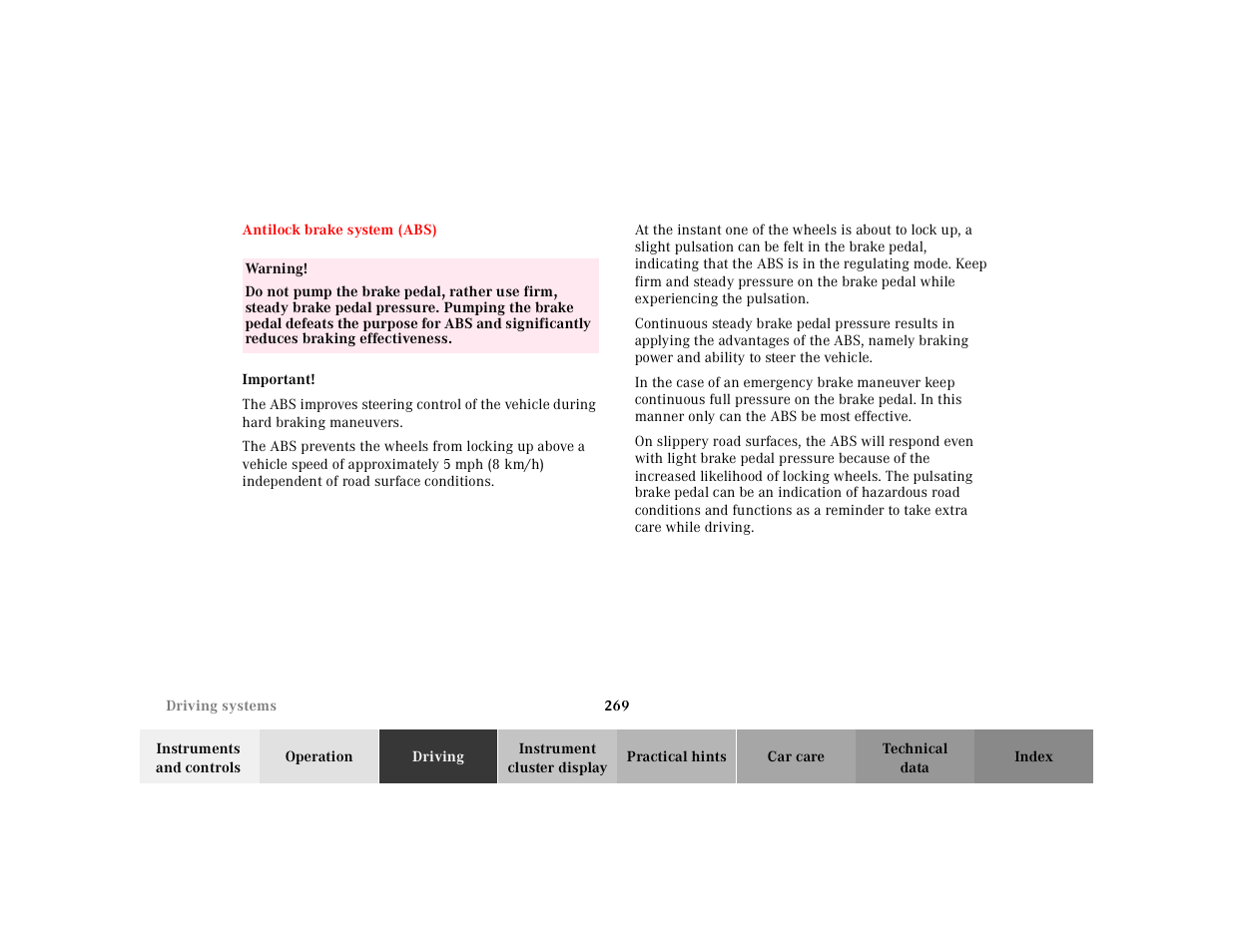 Mercedes-Benz 2000 CL 500 User Manual | Page 274 / 424