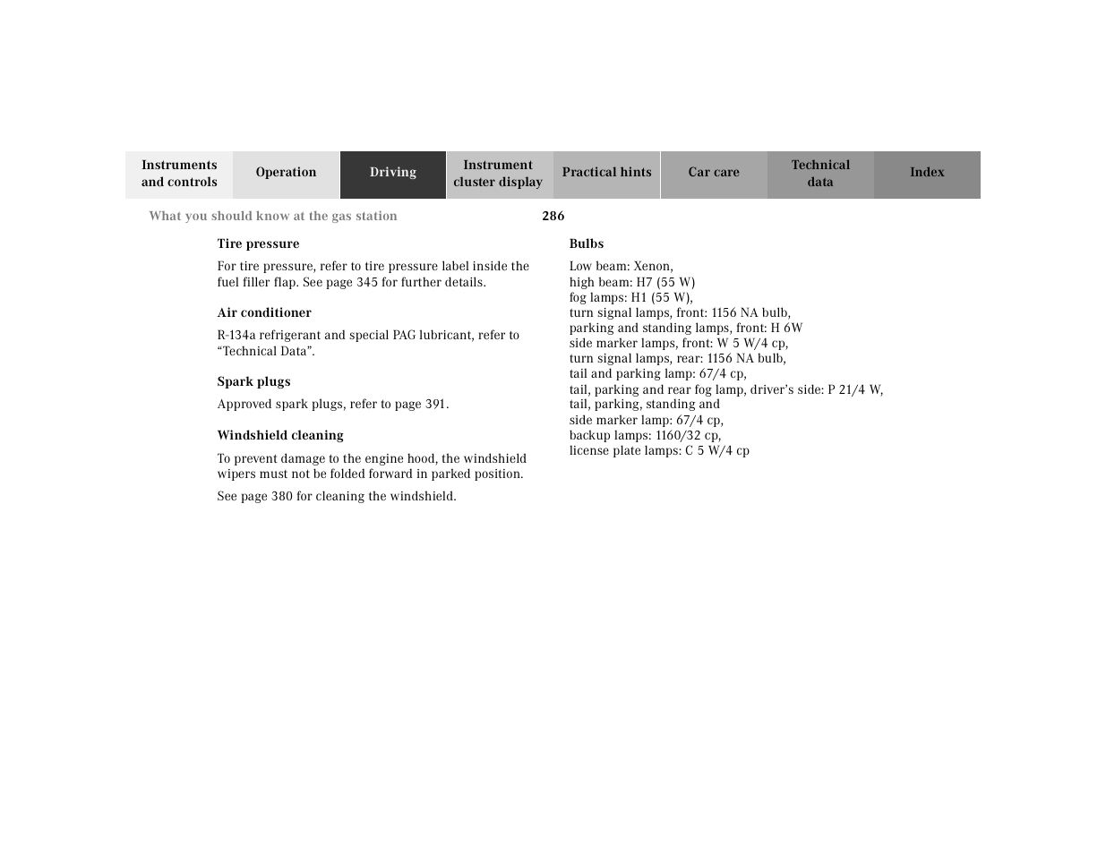 Mercedes-Benz 2000 CL 500 User Manual | Page 291 / 424