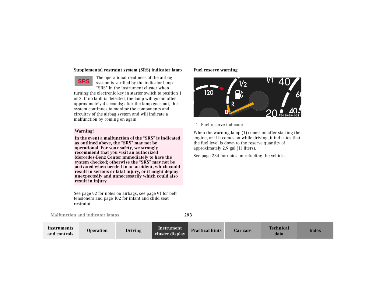 Mercedes-Benz 2000 CL 500 User Manual | Page 299 / 424