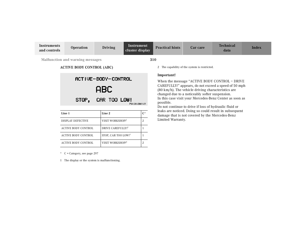 Mercedes-Benz 2000 CL 500 User Manual | Page 316 / 424