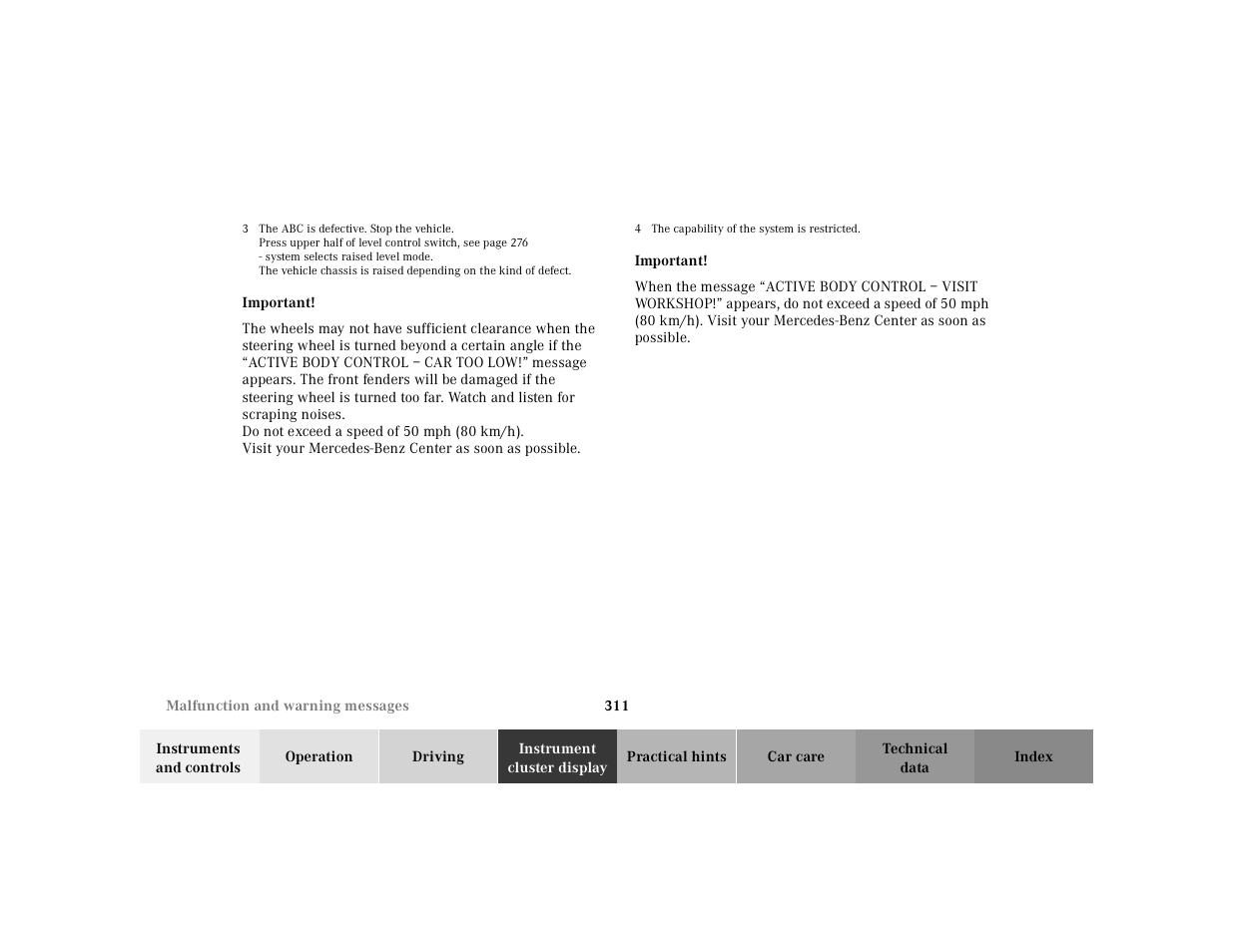 Mercedes-Benz 2000 CL 500 User Manual | Page 317 / 424