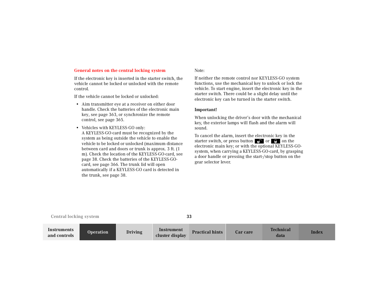 Mercedes-Benz 2000 CL 500 User Manual | Page 36 / 424
