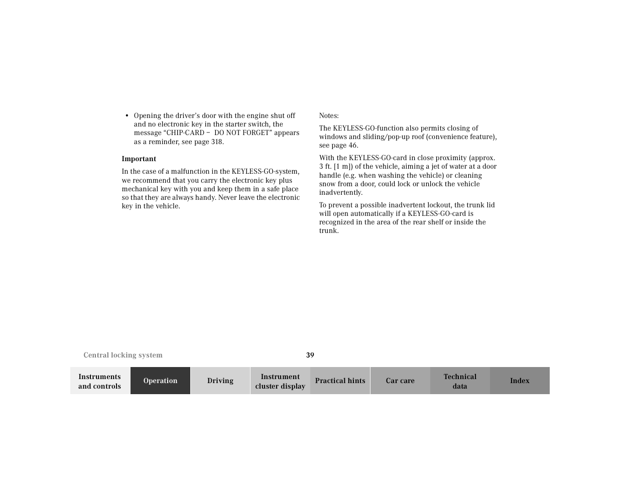 Mercedes-Benz 2000 CL 500 User Manual | Page 42 / 424