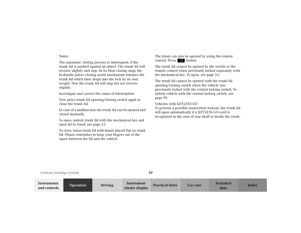 Mercedes-Benz 2000 CL 500 User Manual | Page 62 / 424