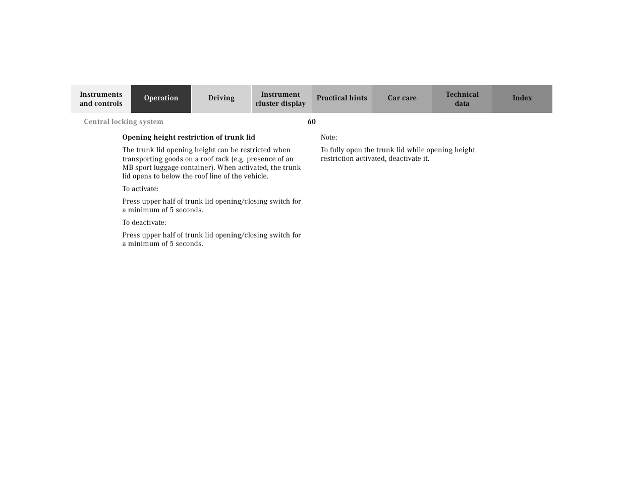 Mercedes-Benz 2000 CL 500 User Manual | Page 63 / 424