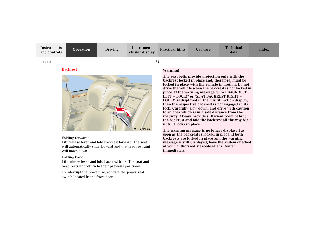 Mercedes-Benz 2000 CL 500 User Manual | Page 75 / 424