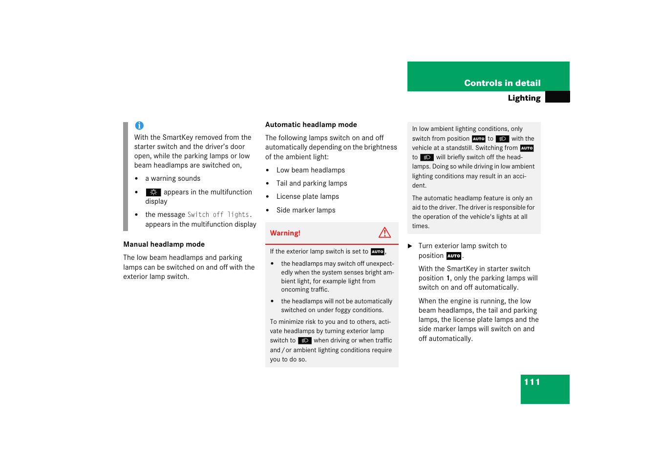 Mercedes-Benz 2005 C 230 Kompressor User Manual | Page 112 / 474