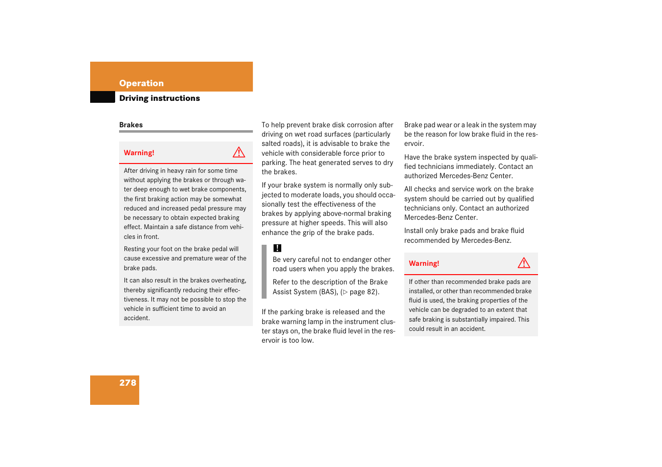 Brakes | Mercedes-Benz 2005 C 230 Kompressor User Manual | Page 279 / 474