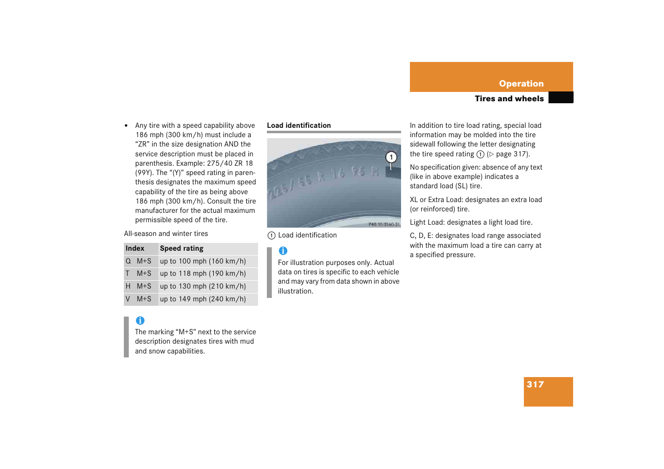 Load identification, Tion, See “load identification | Mercedes-Benz 2005 C 230 Kompressor User Manual | Page 318 / 474