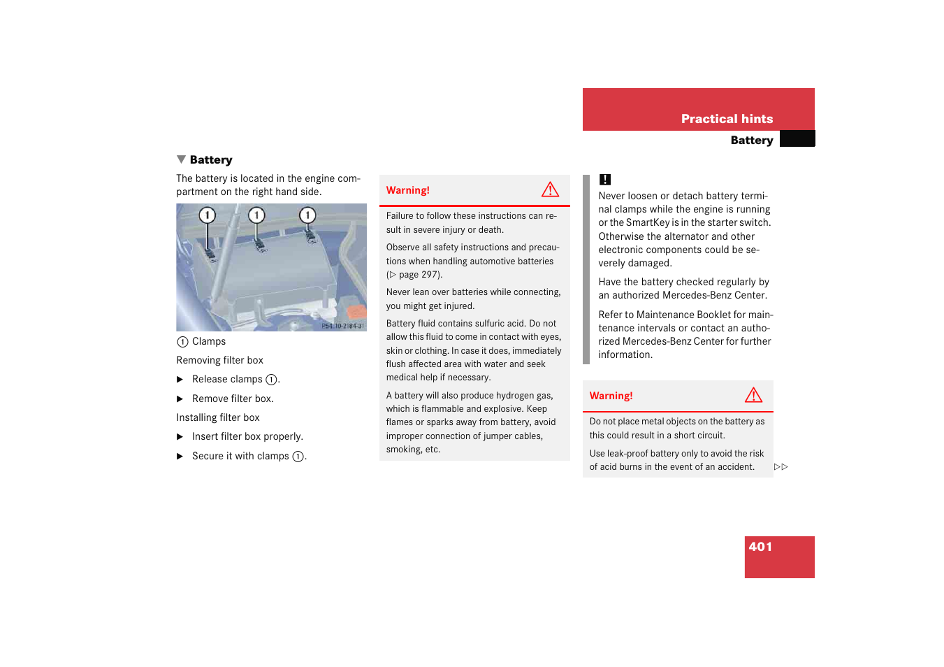 Battery, vehicle, Battery | Mercedes-Benz 2005 C 230 Kompressor User Manual | Page 402 / 474