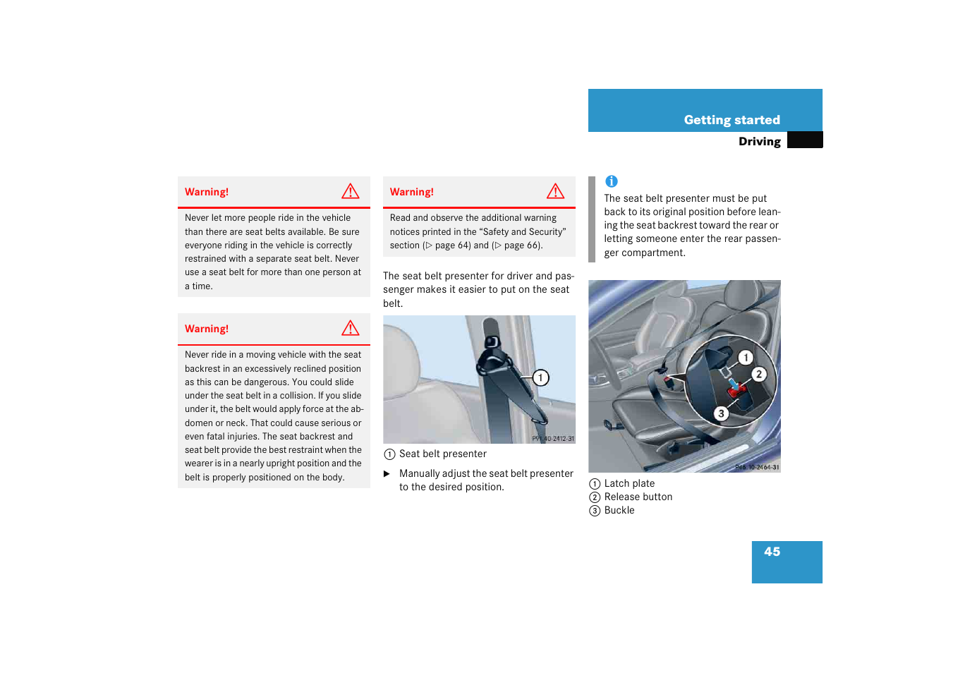 Mercedes-Benz 2005 C 230 Kompressor User Manual | Page 46 / 474