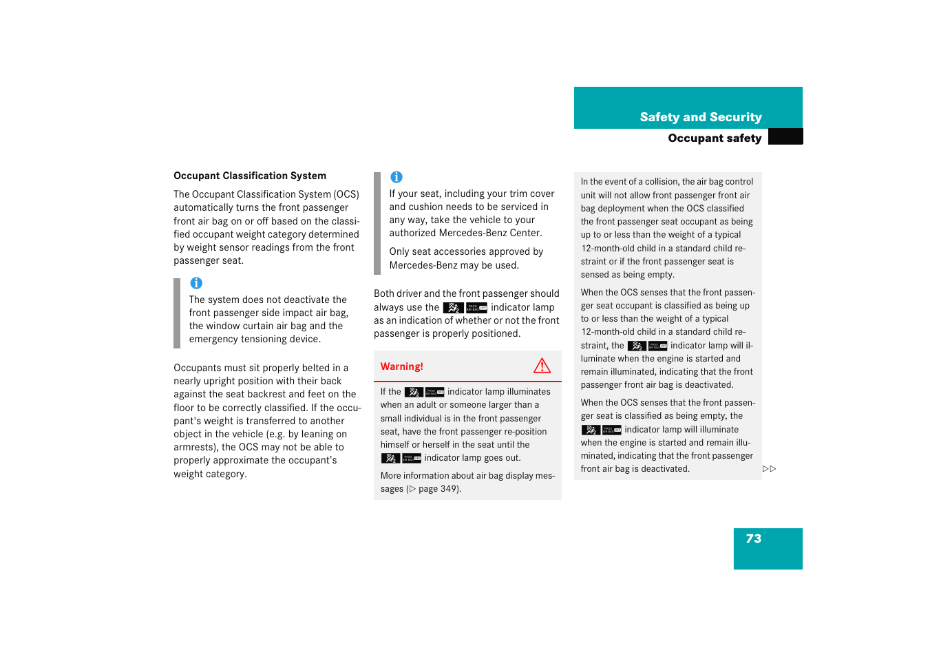 Mercedes-Benz 2005 C 230 Kompressor User Manual | Page 74 / 474