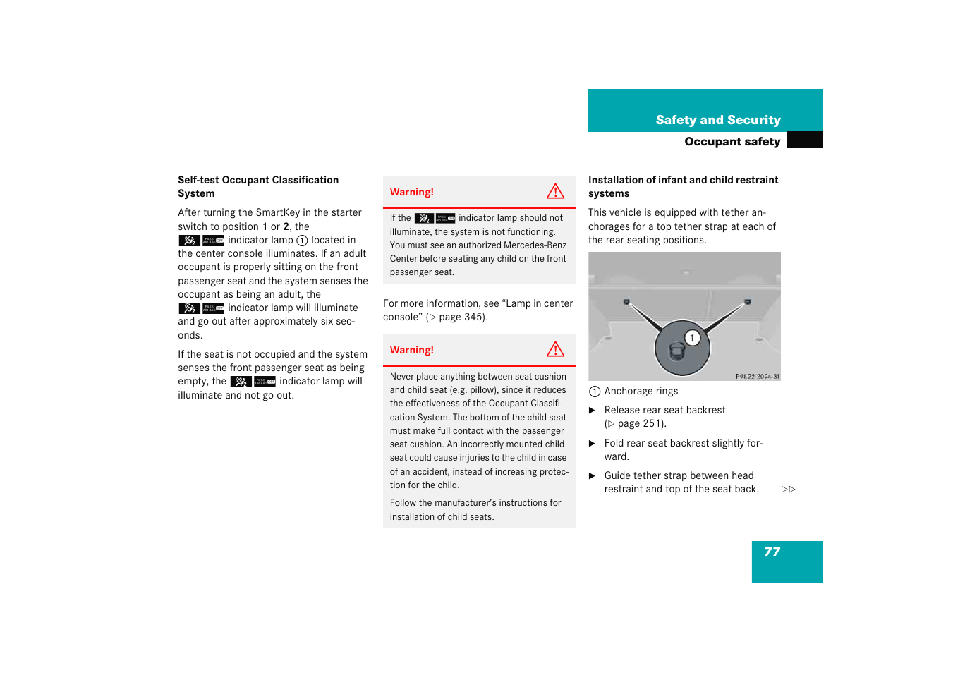 Mercedes-Benz 2005 C 230 Kompressor User Manual | Page 78 / 474