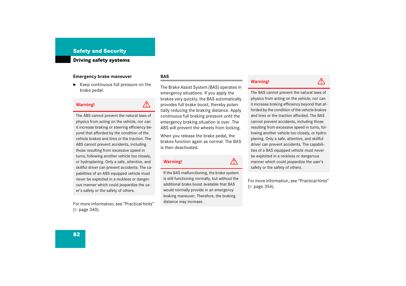 Driving safety systems:bas | Mercedes-Benz 2005 C 230 Kompressor User Manual | Page 83 / 474