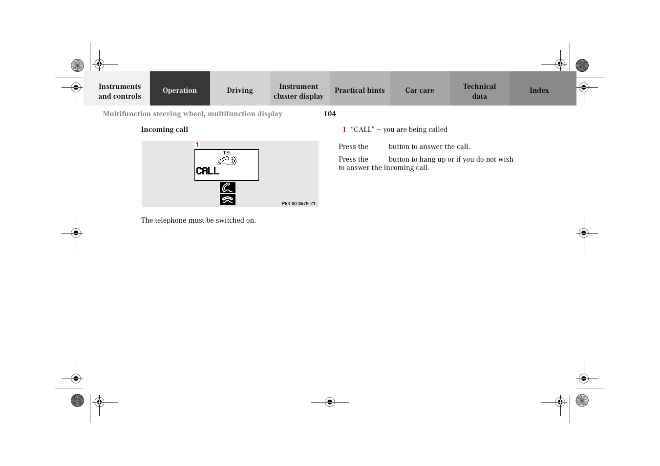 Incoming call | Mercedes-Benz 2002 E 55 AMG User Manual | Page 107 / 350
