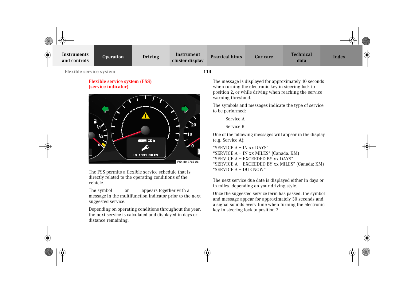 Flexible service system, Flexible service system (fss) | Mercedes-Benz 2002 E 55 AMG User Manual | Page 117 / 350