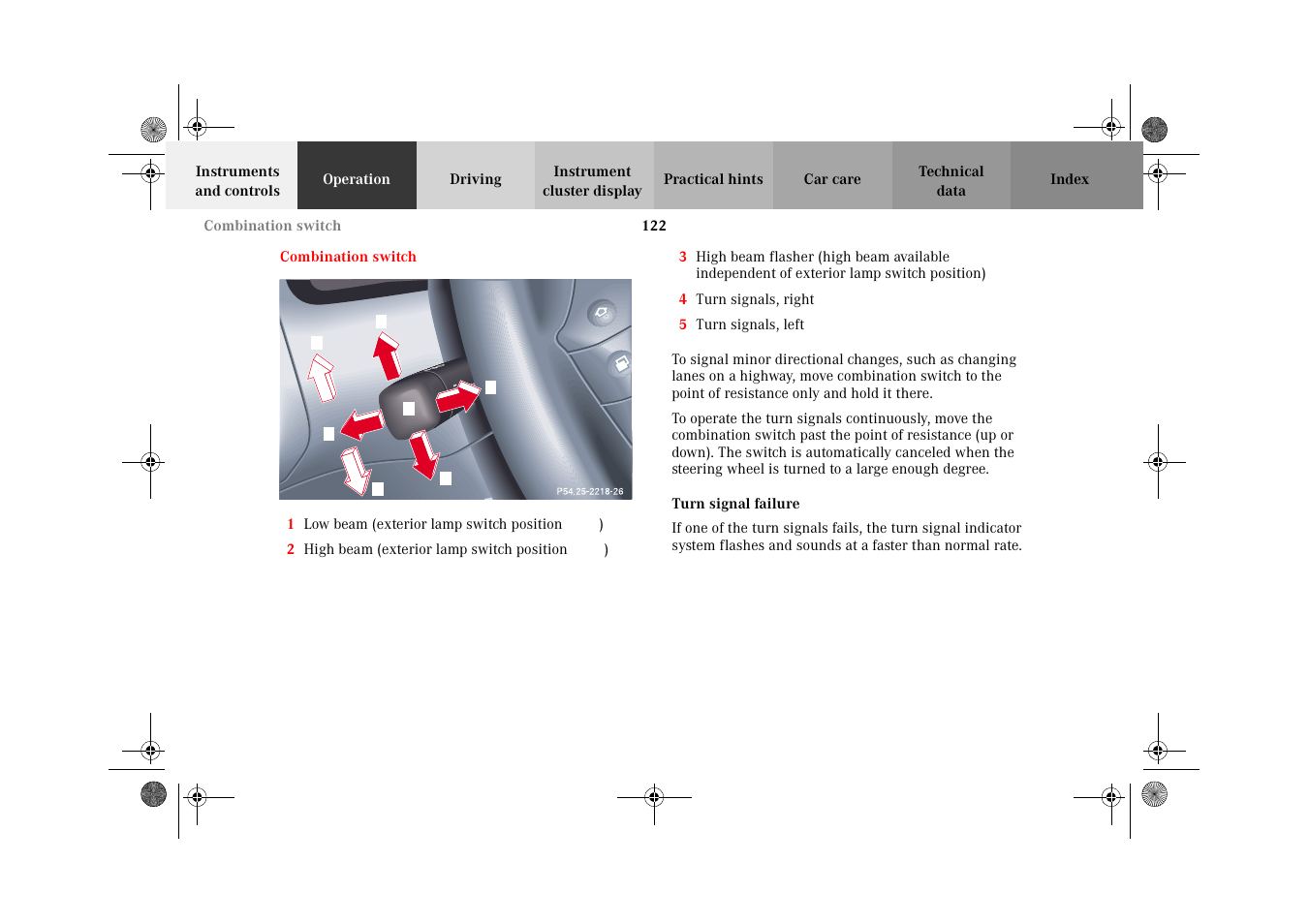 Combination switch | Mercedes-Benz 2002 E 55 AMG User Manual | Page 125 / 350