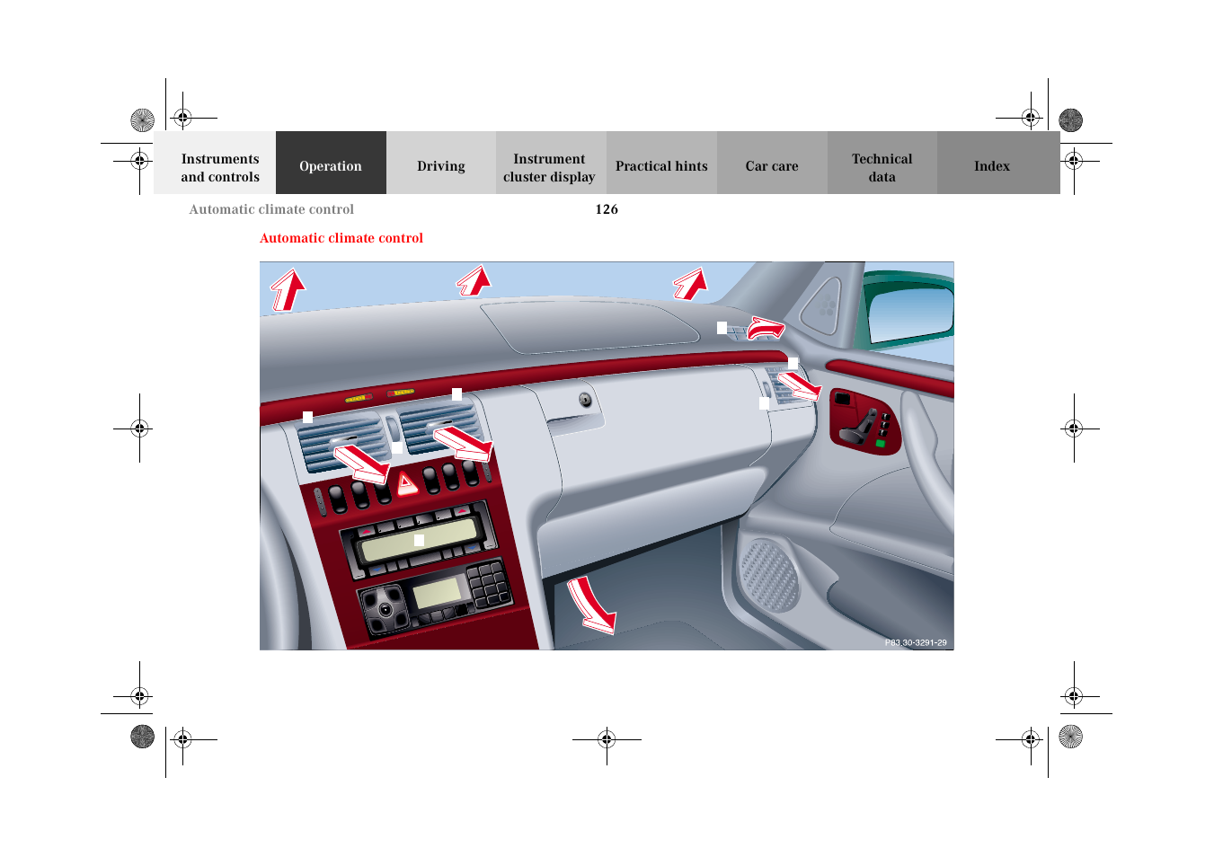 Automatic climate control | Mercedes-Benz 2002 E 55 AMG User Manual | Page 129 / 350