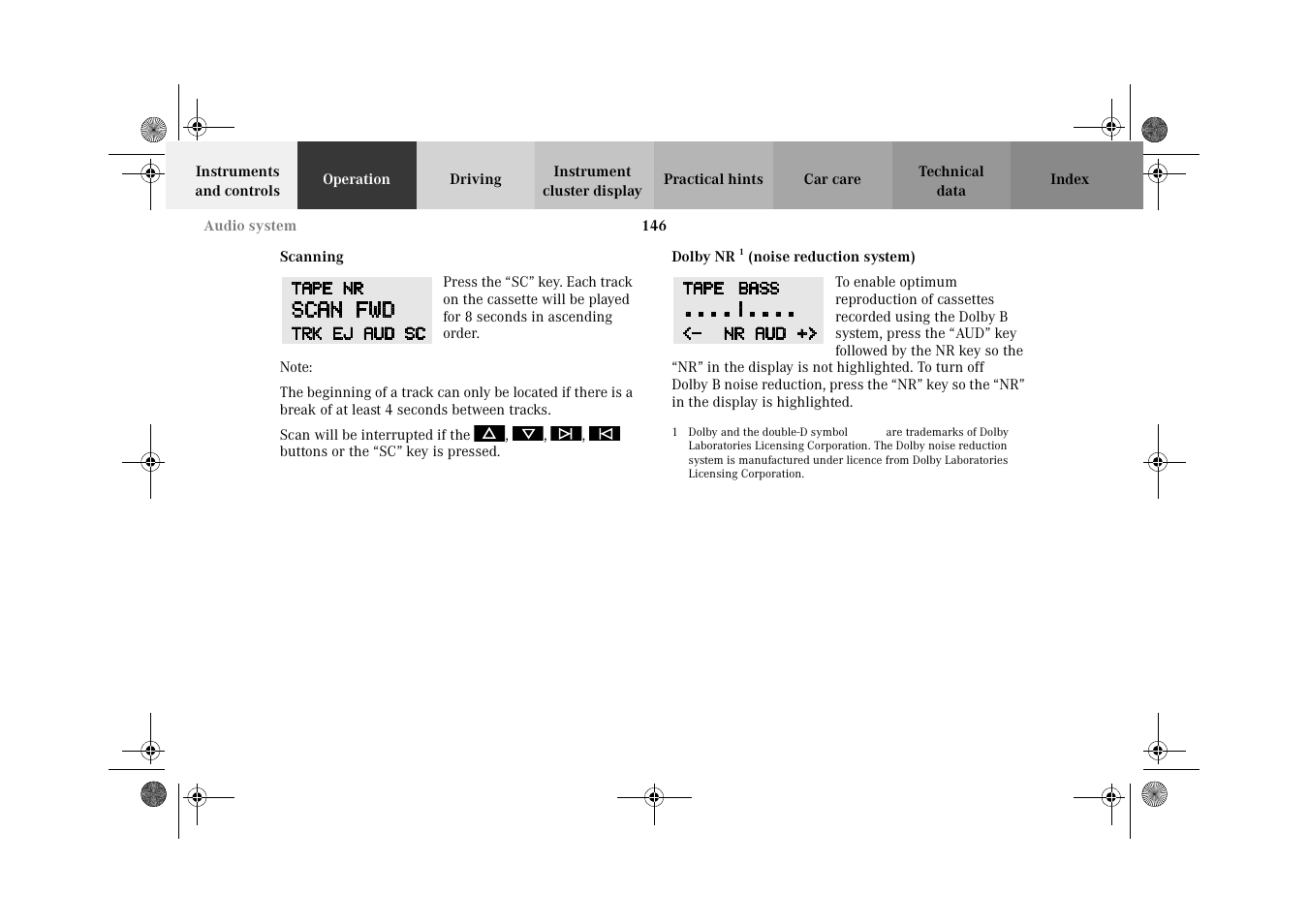 Scanning, Dolbynr | Mercedes-Benz 2002 E 55 AMG User Manual | Page 149 / 350