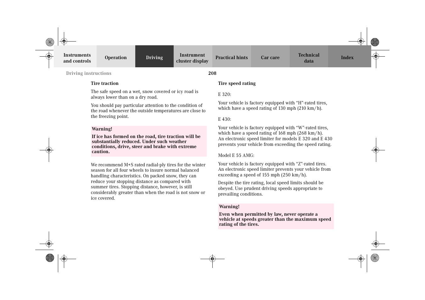 Mercedes-Benz 2002 E 55 AMG User Manual | Page 211 / 350