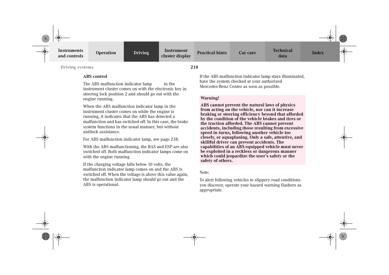 Mercedes-Benz 2002 E 55 AMG User Manual | Page 221 / 350