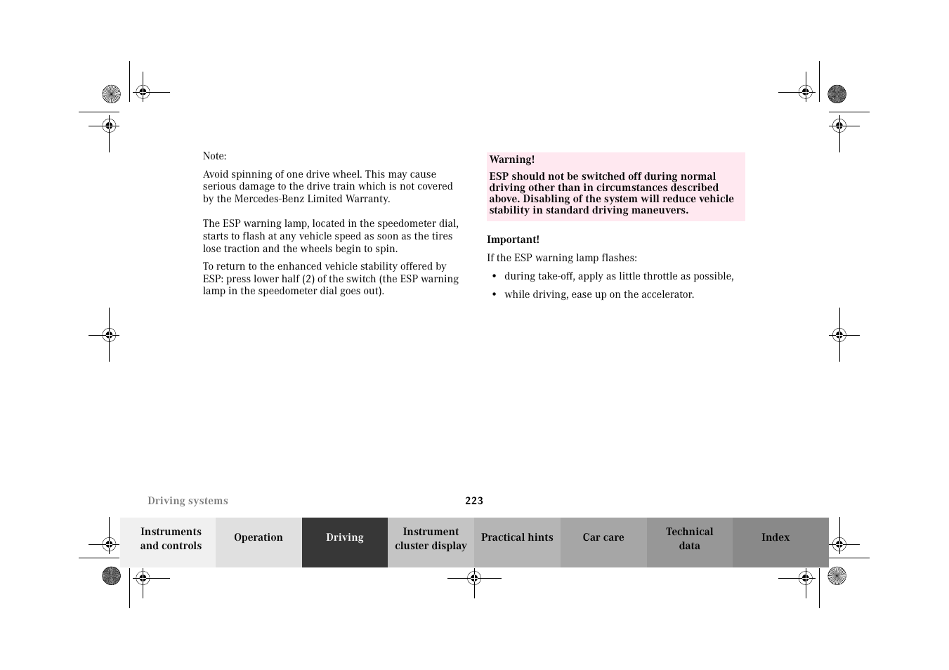 Mercedes-Benz 2002 E 55 AMG User Manual | Page 226 / 350