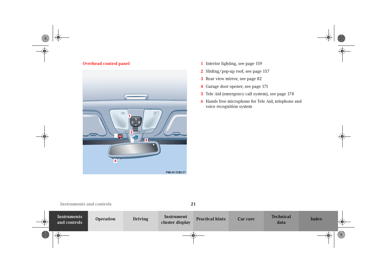 Overhead control panel | Mercedes-Benz 2002 E 55 AMG User Manual | Page 24 / 350