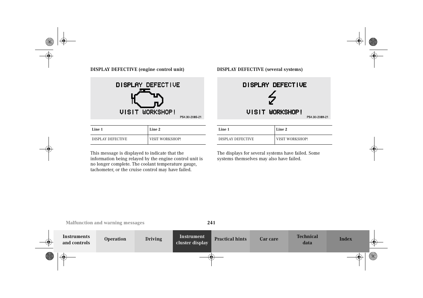 Display defective | Mercedes-Benz 2002 E 55 AMG User Manual | Page 244 / 350